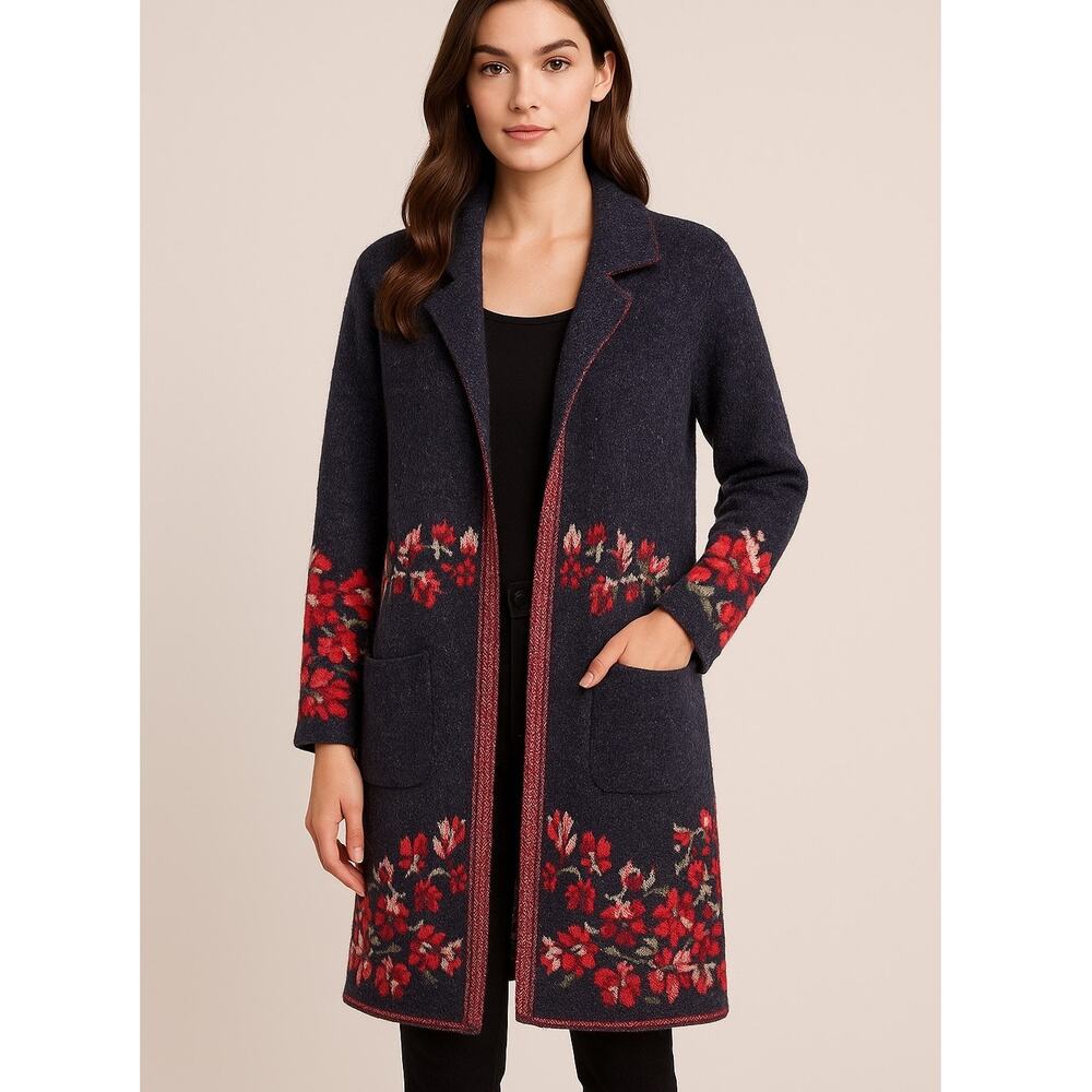 Maxsport Floral Knit Cardigan Sweater Blazer Jacket